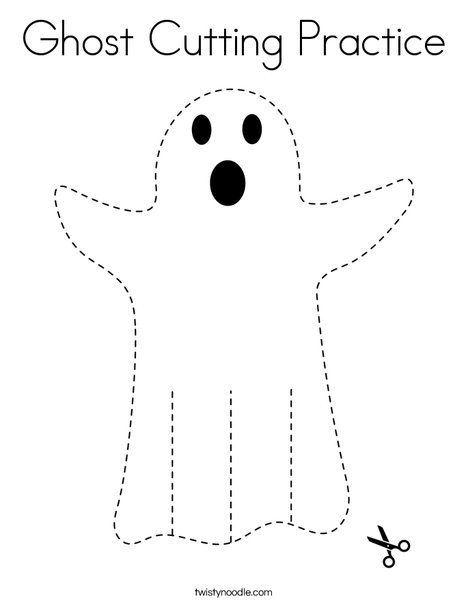 Ghost cutting practice coloring page