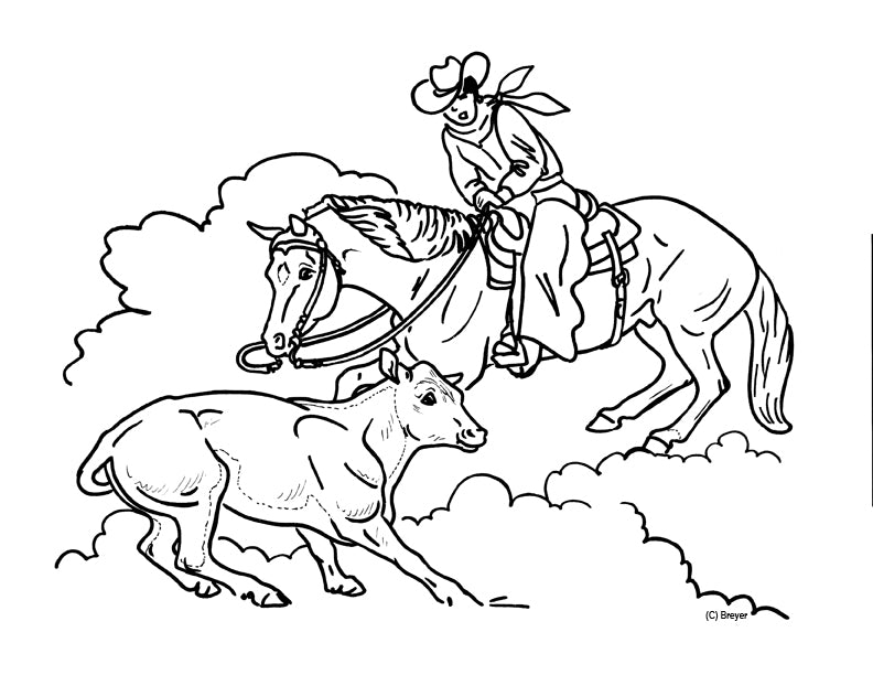 Cutting horse coloring page
