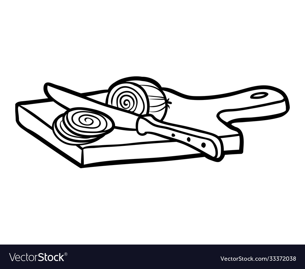 Coloring book cutting board and onion royalty free vector