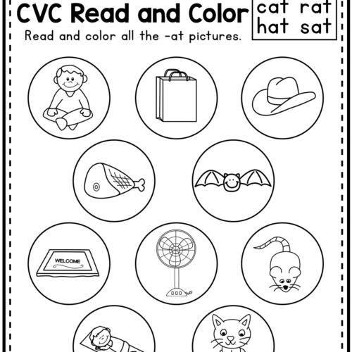 Read and color cvc words kindergarten made by teachers