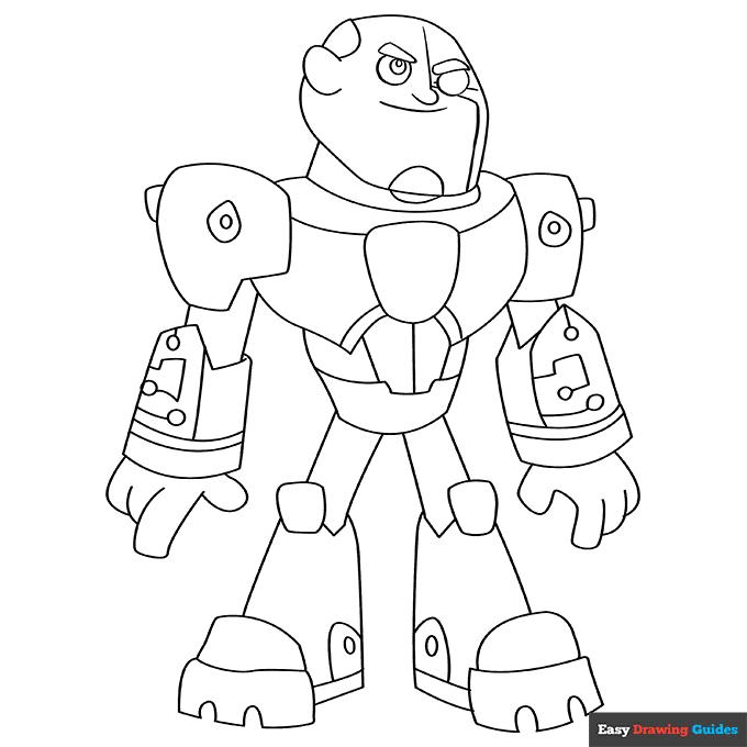 Cyborg from teen titans coloring page easy drawing guides