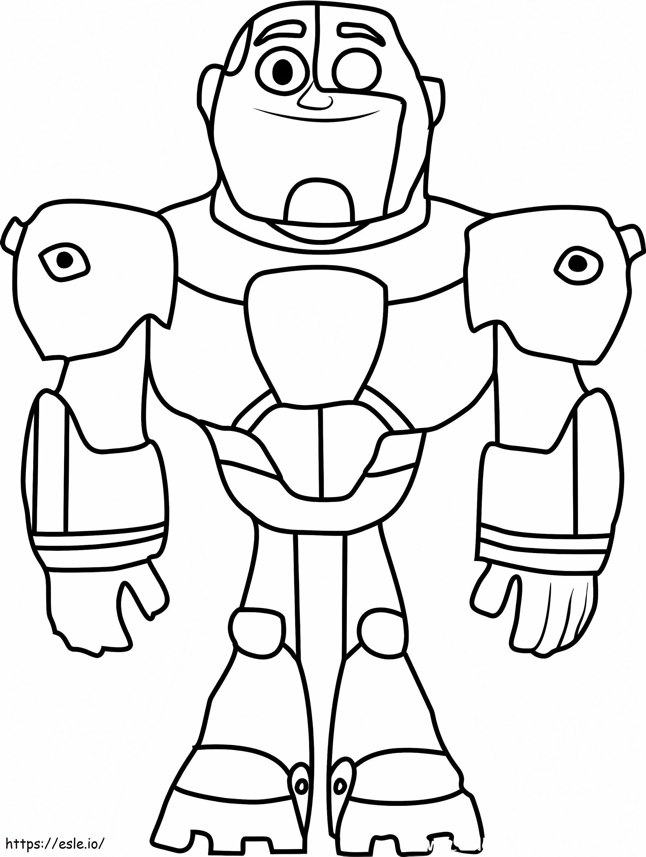 Cyborg smiling coloring page