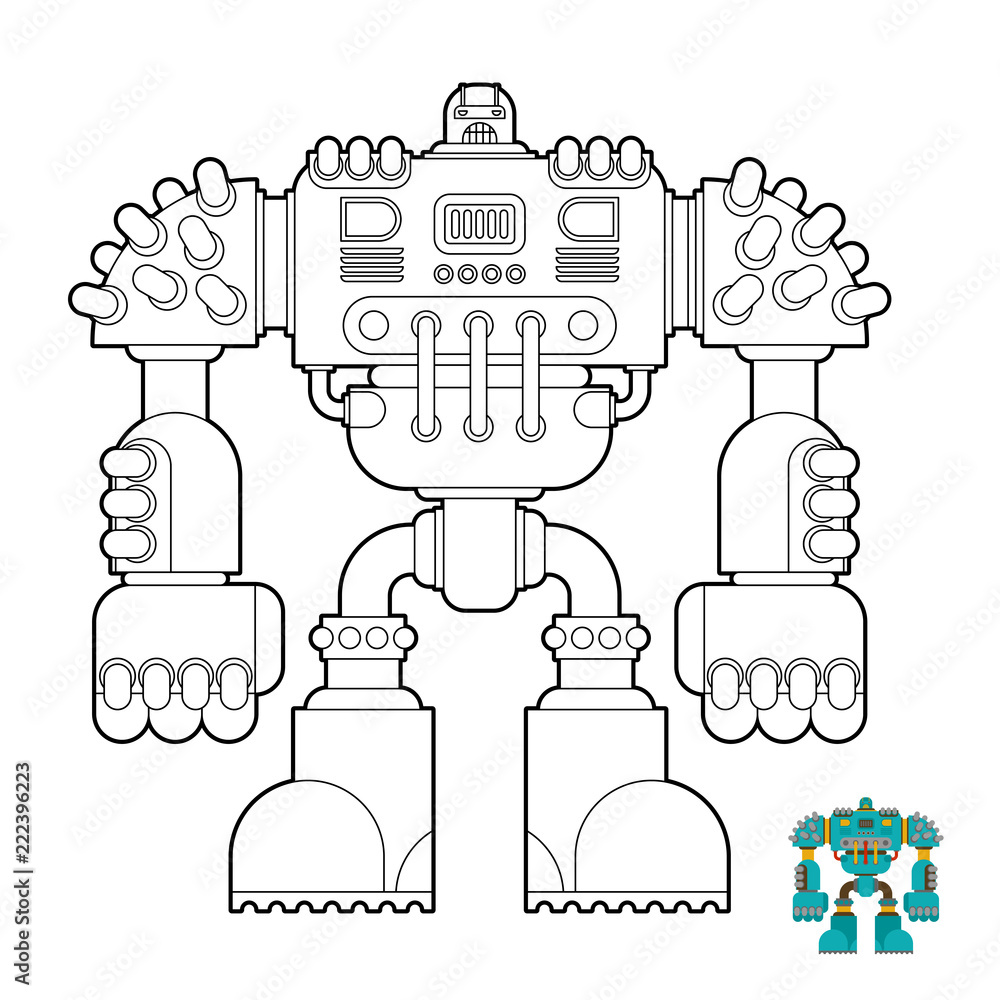Robot coloring book cyborg warrior future for children vector illustration vector