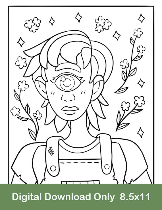 Cyclops girl printable coloring page fashion coloring page mythology coloring page fantasy coloring page digital download download now