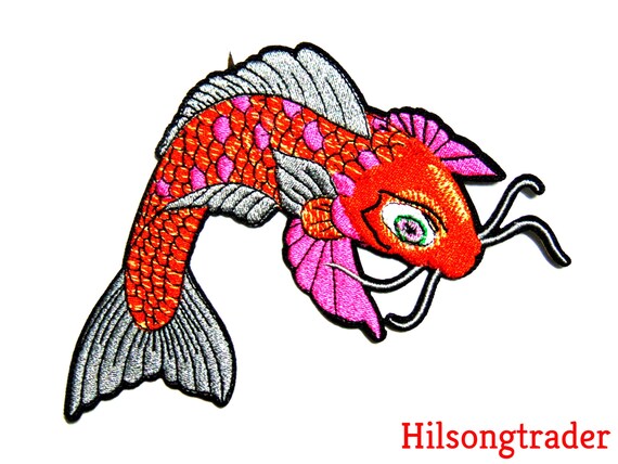 Koi nishikigoi fish cyprinus rubrofuscus patch embroidery iron