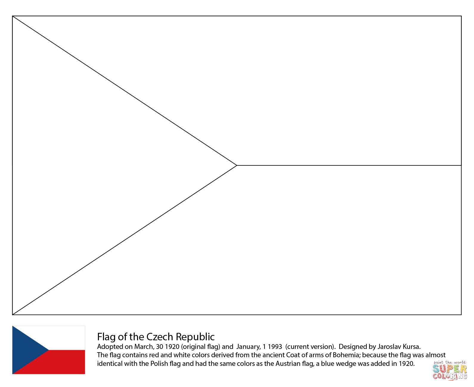 Flag of the czech republic coloring page free printable coloring pages