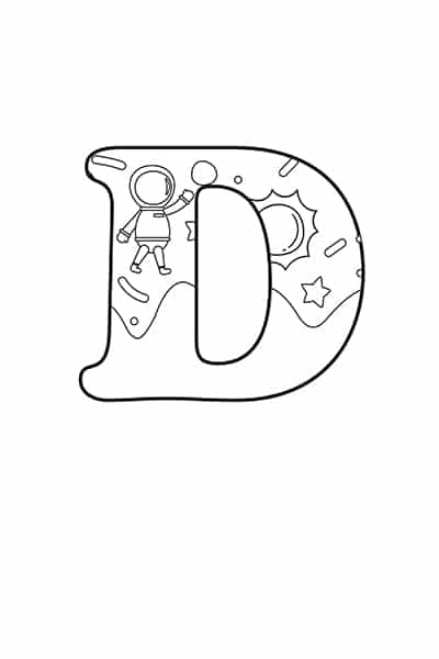 Printable bubble letters outer space letter d