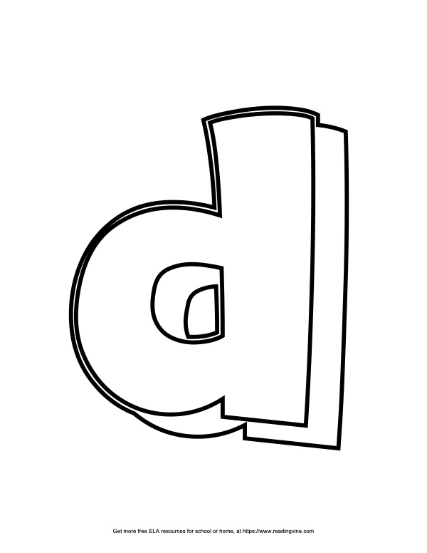 Block lowercase d bubble letter d image