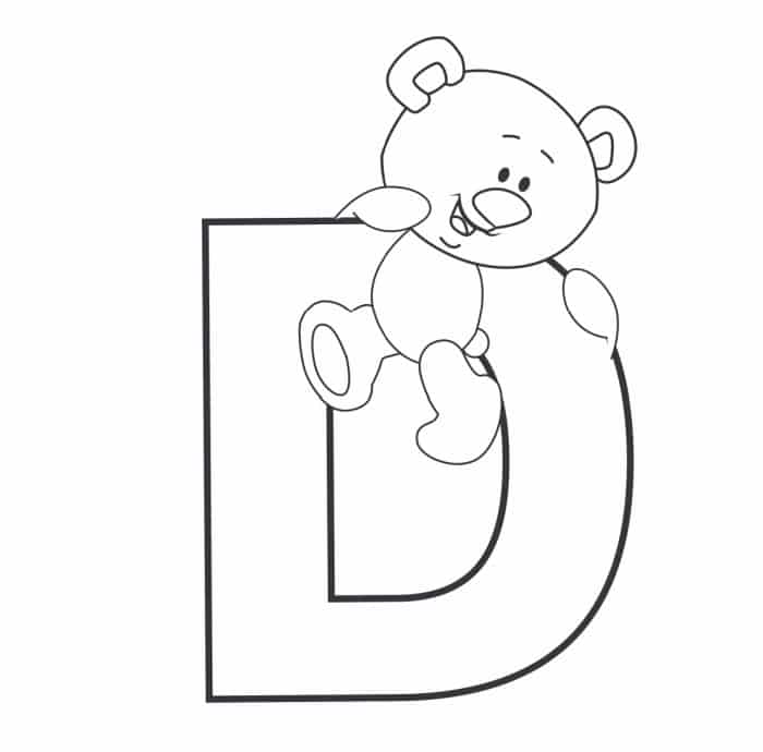 Printable bubble letters teddy bear letter d