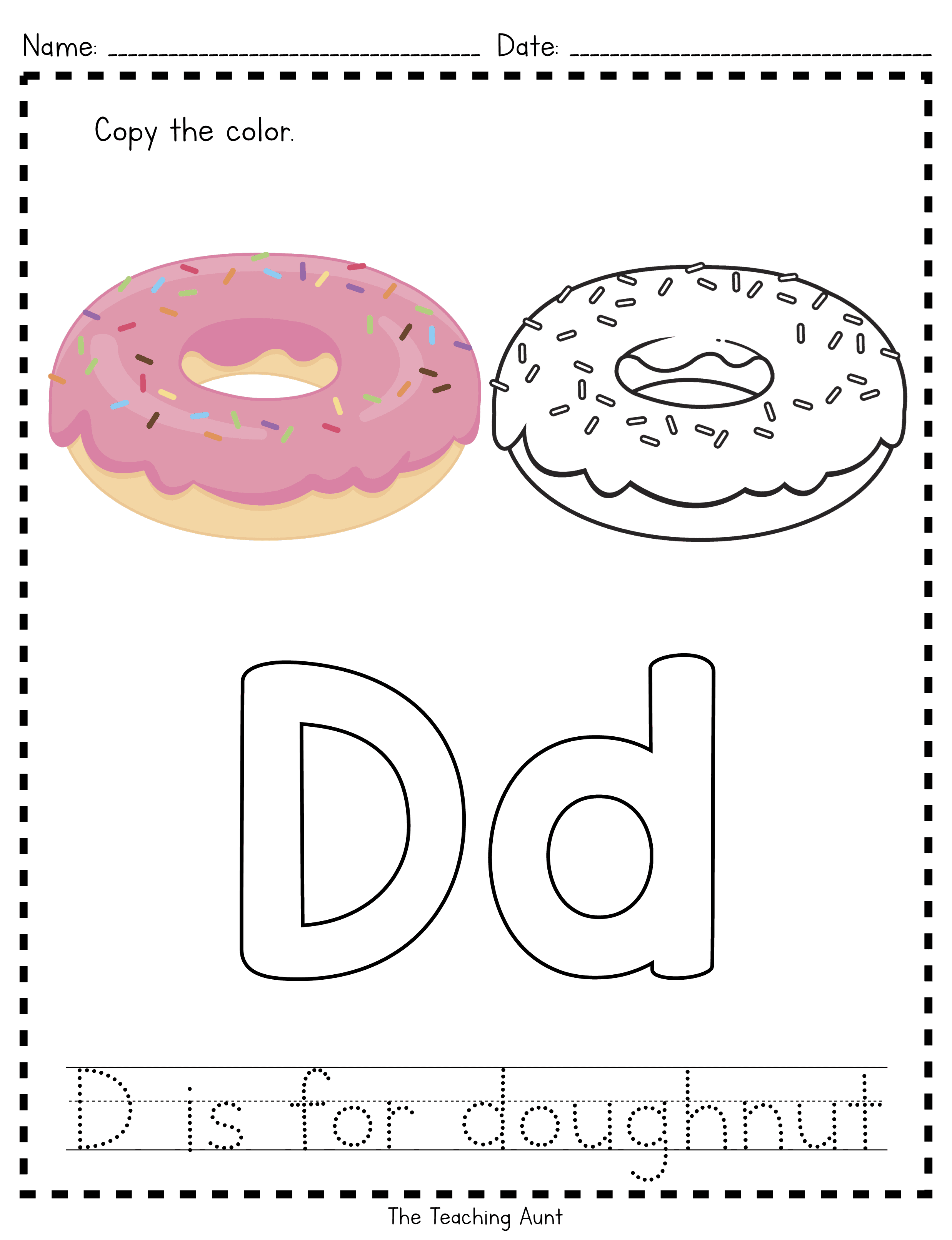 D is for doughnut paper pasting activity