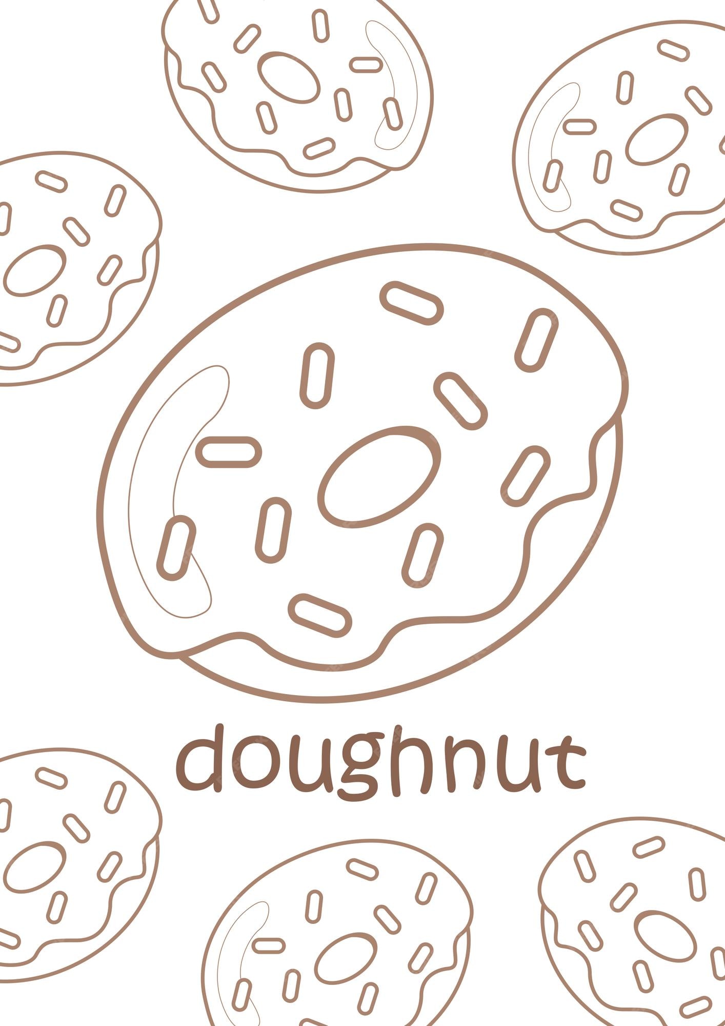 Premium vector alphabet d for doughnut coloring pages a for kids and adult