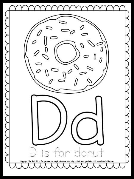 D is for donut coloring page free printable donut coloring page letter a crafts letter d crafts
