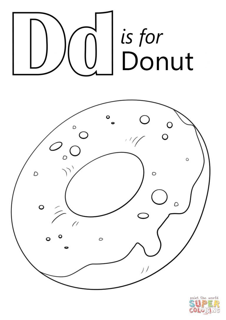 Donut coloring page letter d is for donut coloring page free printable coloring pages
