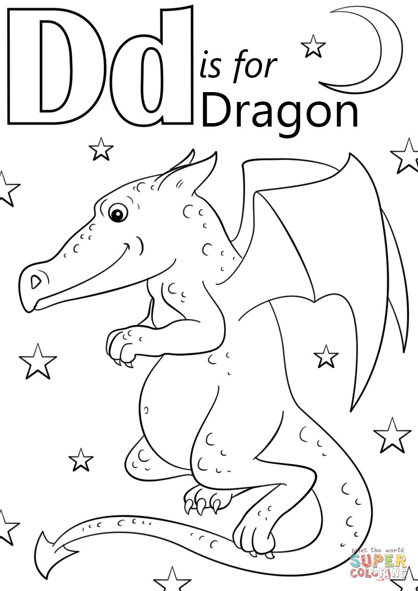 Letter d is for dragon coloring page free printable coloring pages alphabet coloring pages abc coloring pages preschool coloring pages