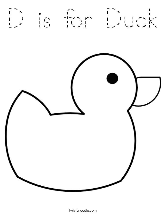 D is for duck coloring page