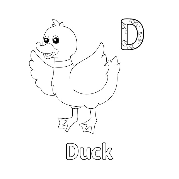 Premium vector duck alphabet abc coloring page d