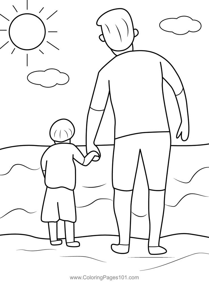 Father and son near beach coloring page beach coloring pages fathers day coloring page coloring pages