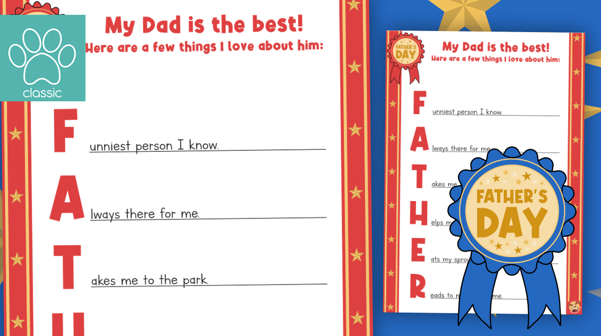 Teachers pet fathers day acrostic poem template