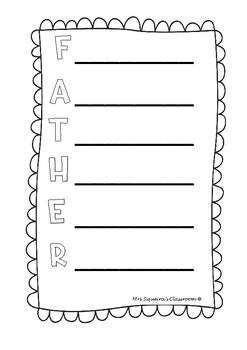Fathers day acrostic poem template tpt
