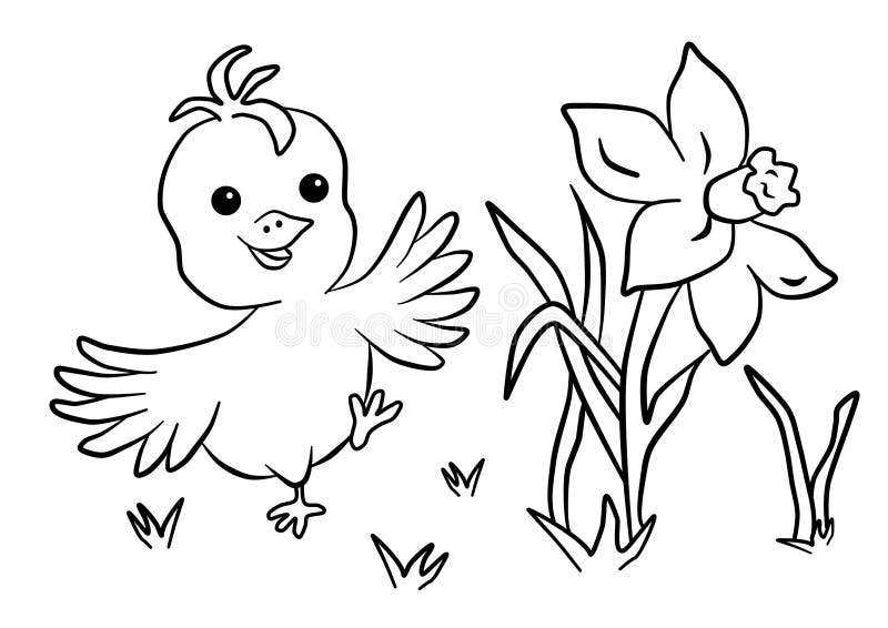 Easter coloring book with happy chick stock vector