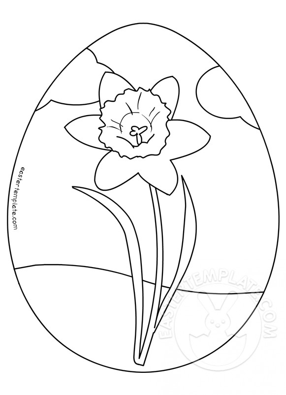 Egg with daffodil flower coloring page