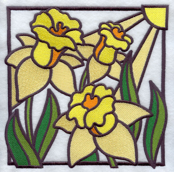 Stained glass daffodil square