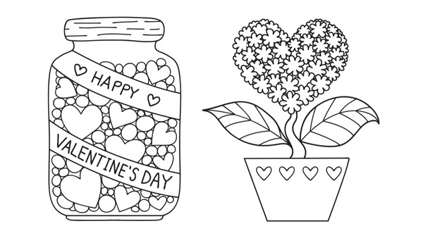 Thousand colouring pages flower pot royalty