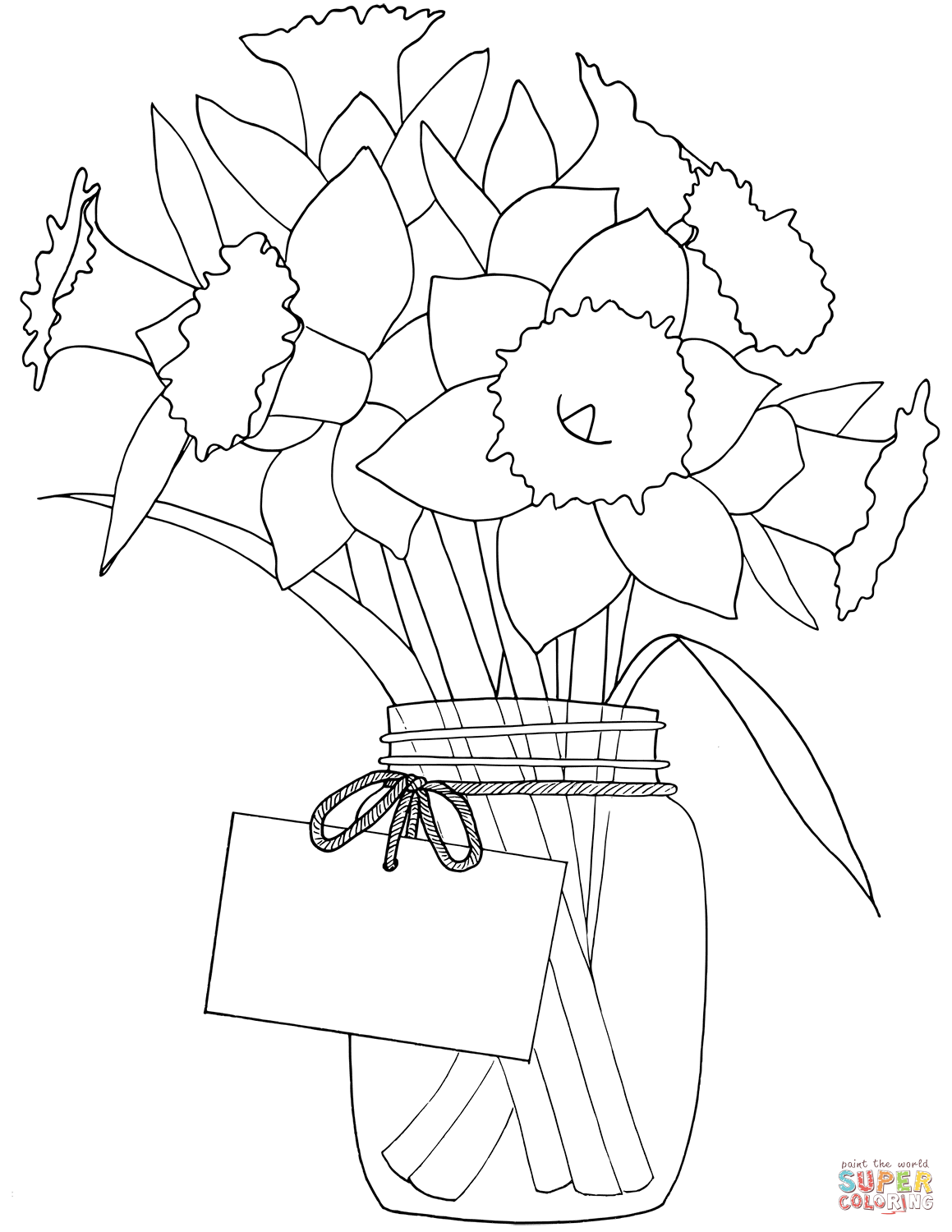 Spring daffodils in jar coloring page free printable coloring pages