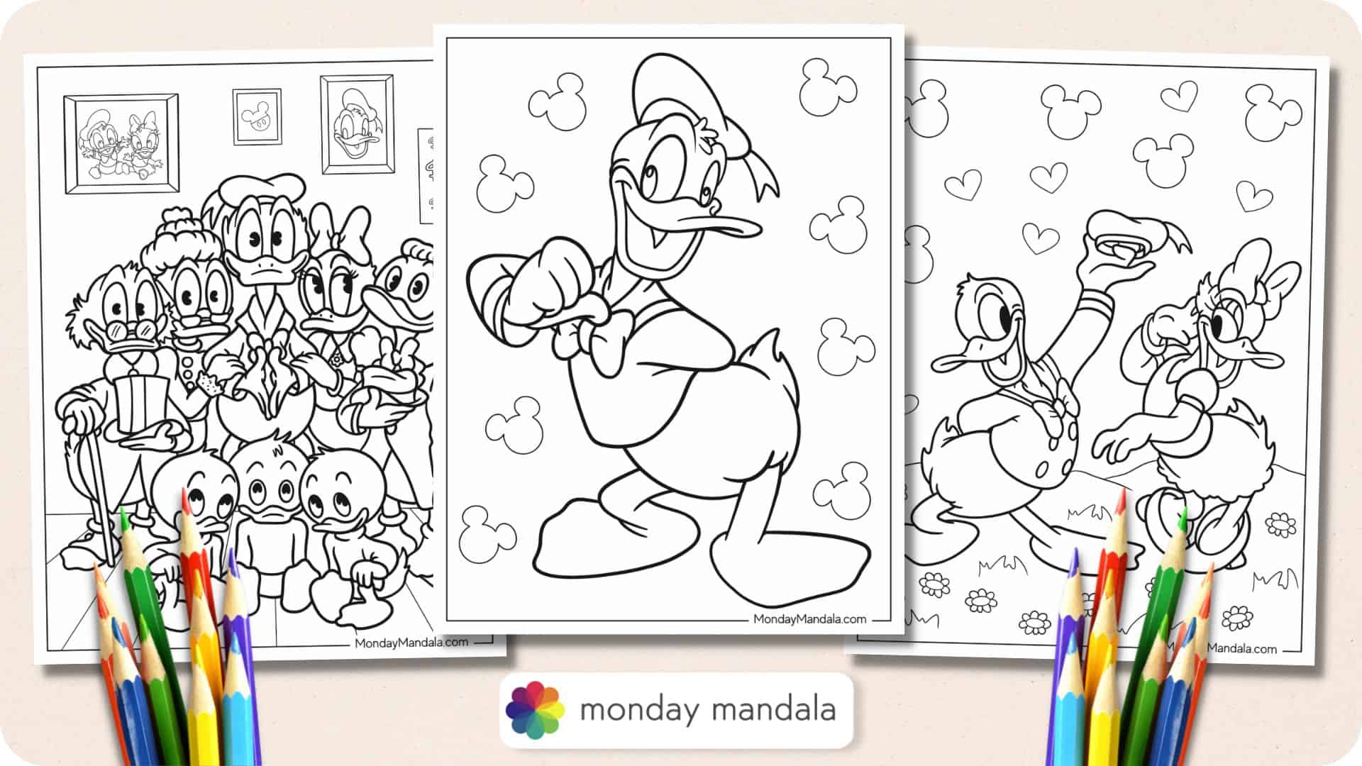 Donald duck coloring pages free pdf printables