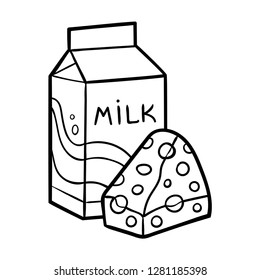 Coloring book children milk box cheese stock vector royalty free