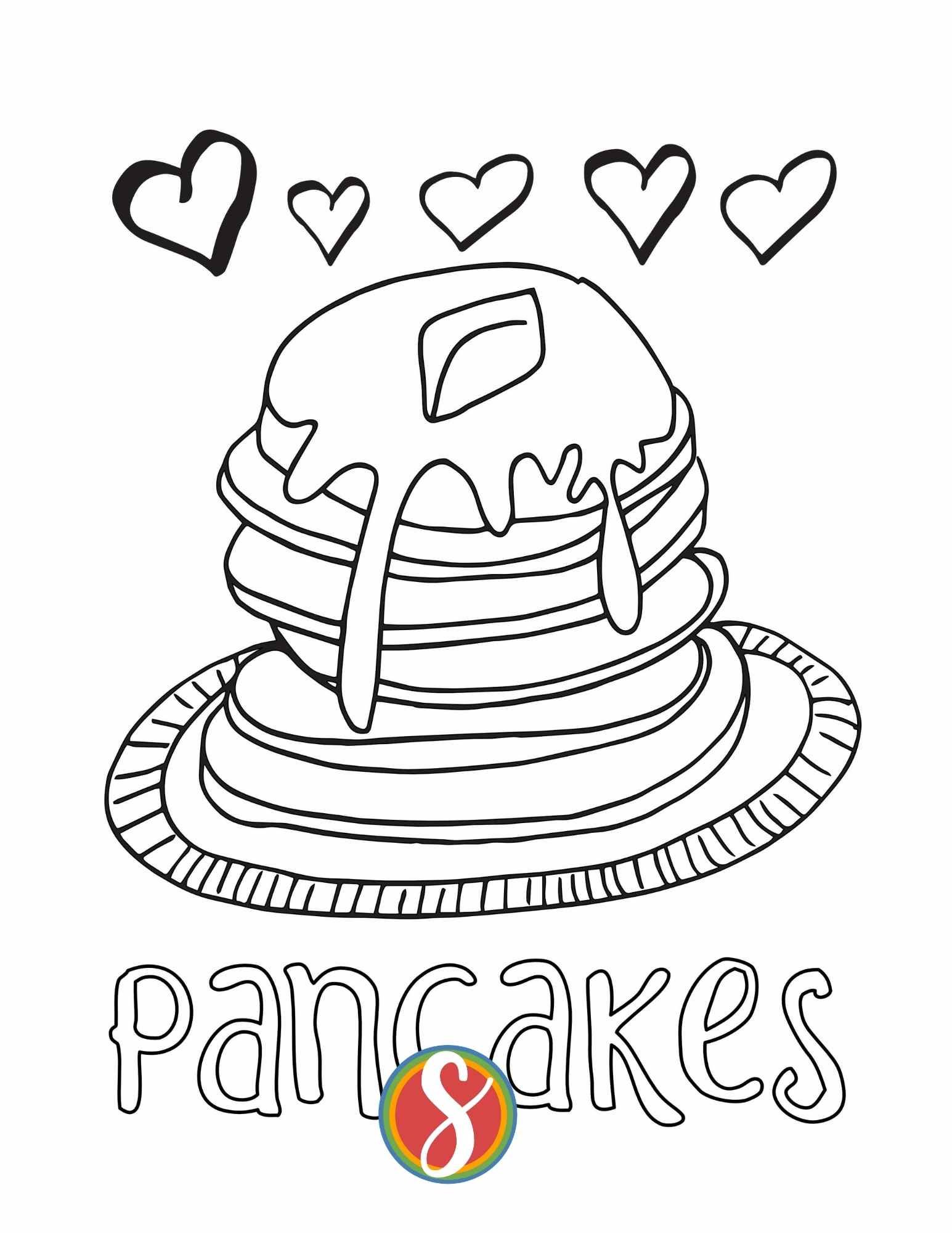 Free pancakes coloring pages â stevie doodles