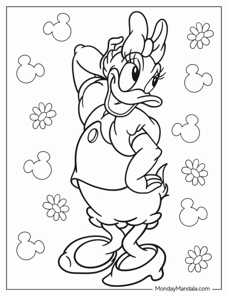 Daisy duck coloring pages free pdf printables