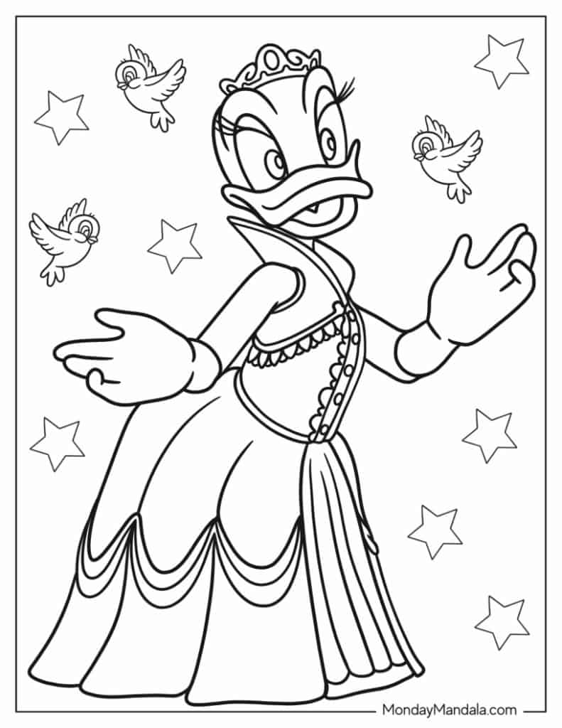 Daisy duck coloring pages free pdf printables