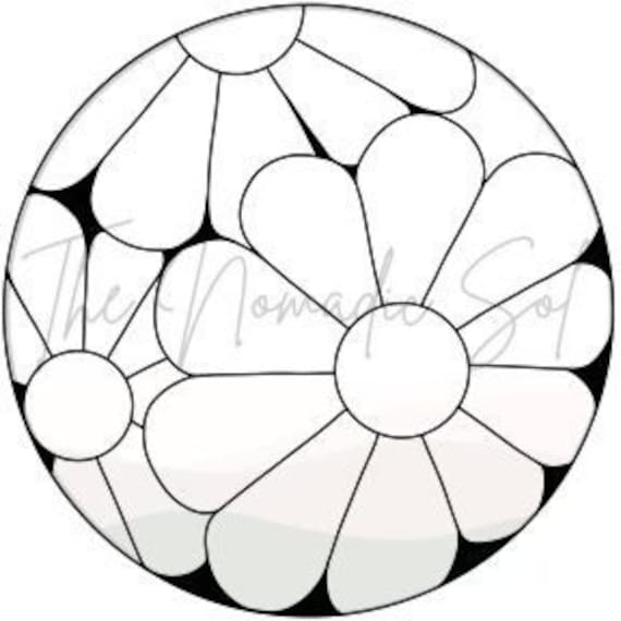 Daisy flowers pattern stained glass pdf digital file