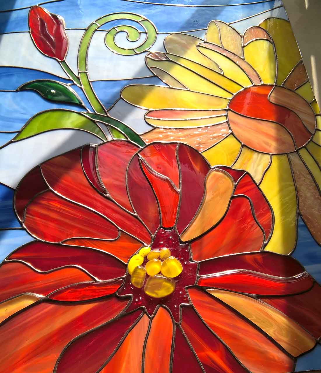 Flowers and sky stained glass pattern â stained glass patterns suncatchers