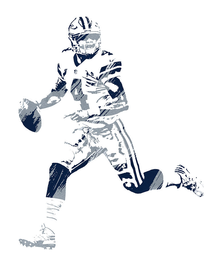 Dak prescott dallas cowboys watercolor strokes pixel art mixed media by joe hamilton