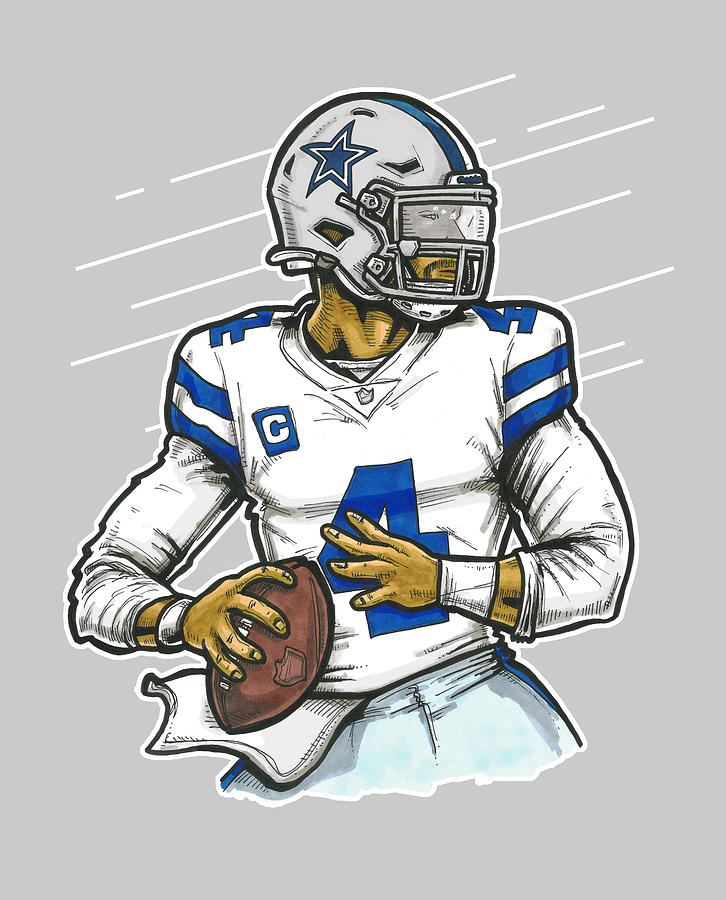Dak prescott silver drawing by richard miller