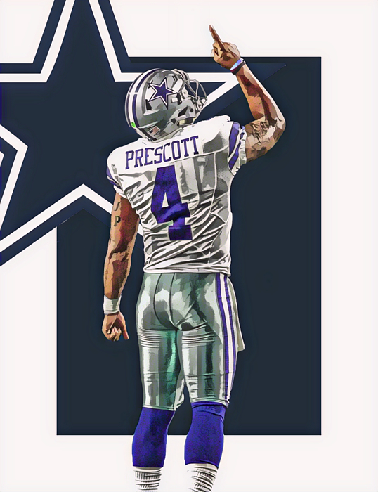 Dak prescott dallas cowboys oil art series greeting card by joe hamilton