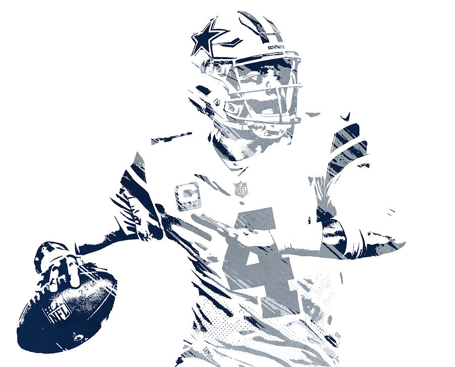 Dak prescott dallas cowboys watercolor strokes pixel art mixed media by joe hamilton
