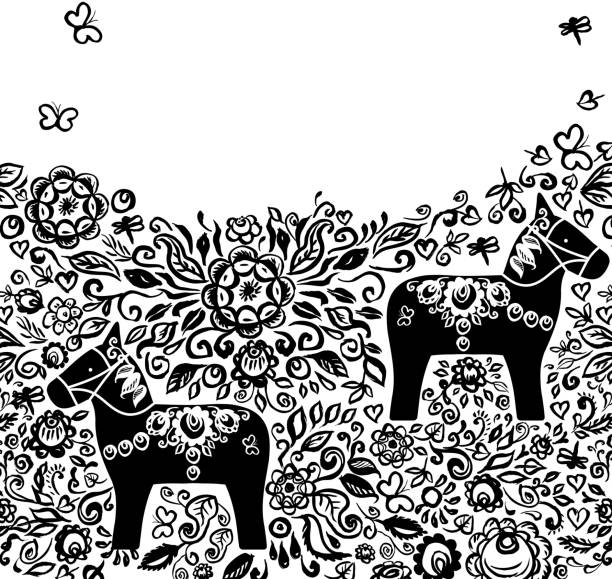Dalecarlian horse stock illustrations royalty