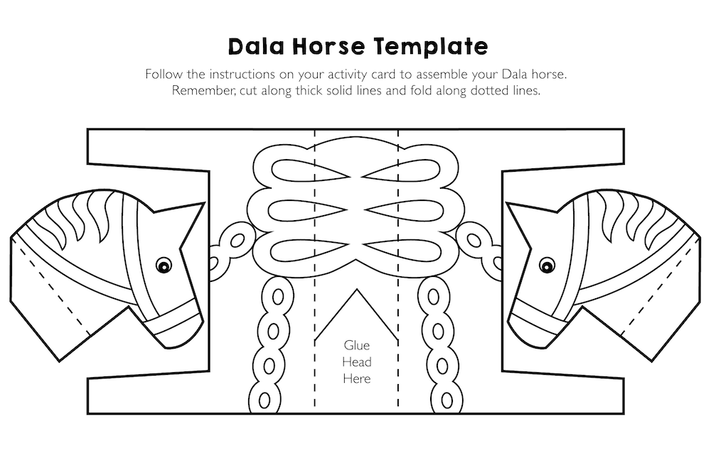 Swedish dala horse templates â raddish kids