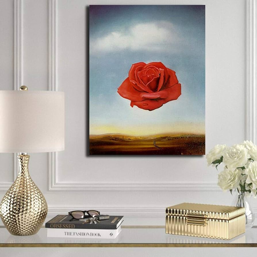 Salvador dali meditative rose flower canvas painting posters and prints wall pop art picture living room home decoration xcm unframed posters prints