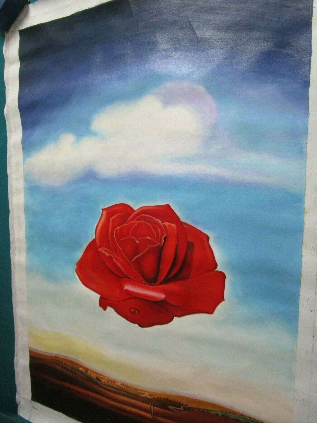 X rose meditative rose by salvador dali reproduction in oil on canvas