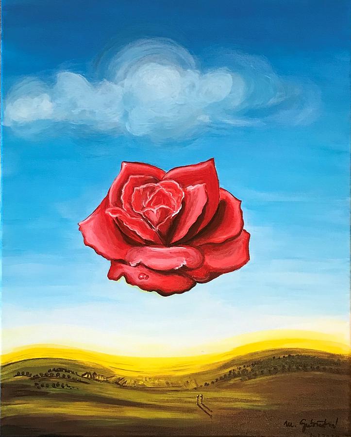 Meditative rose salvador dali painting by maria gubicekova