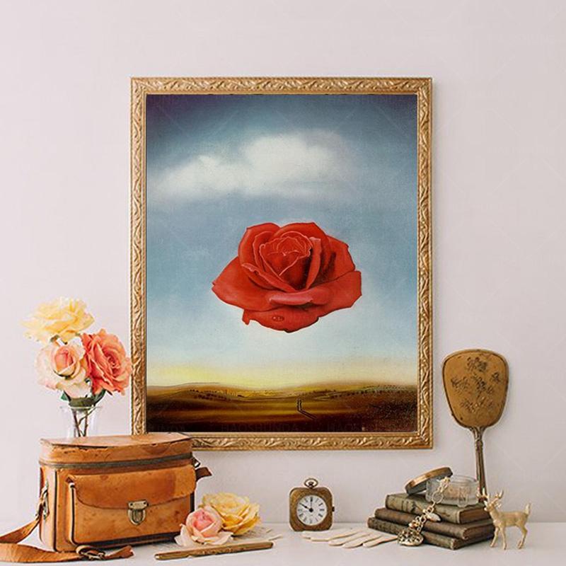 Salvador dali meditative rose flower canvas painting posters and prints wall pop art picture living room home decoration cuadros â the best products in the geek online store