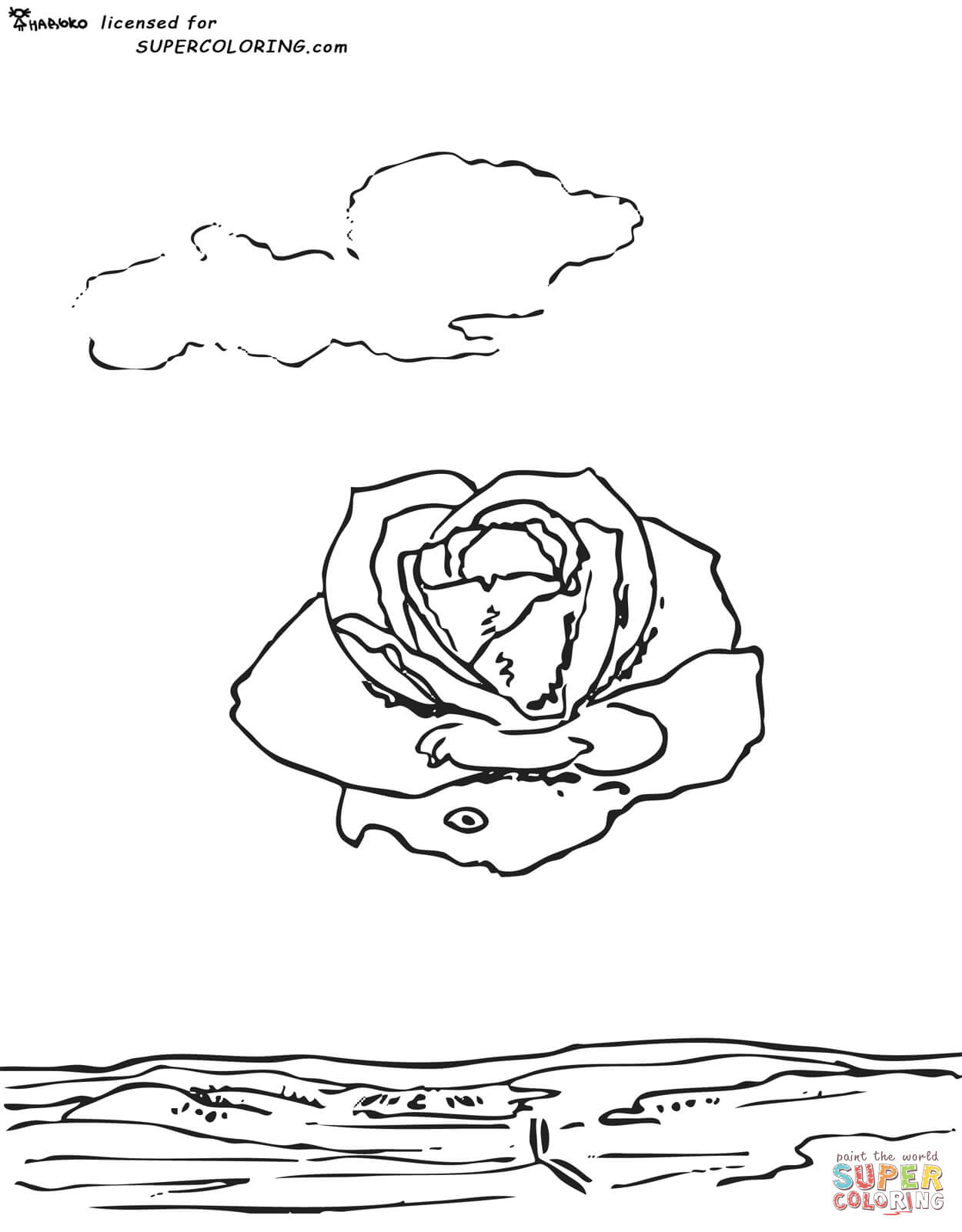 Meditative rose by salvador dali coloring page free printable coloring pages