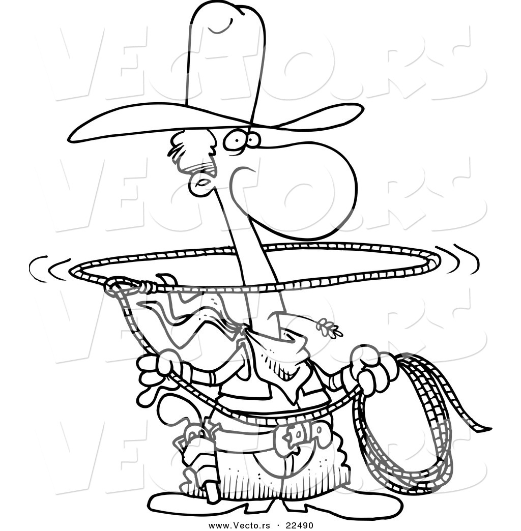 R of a cartoon lasso cowboy