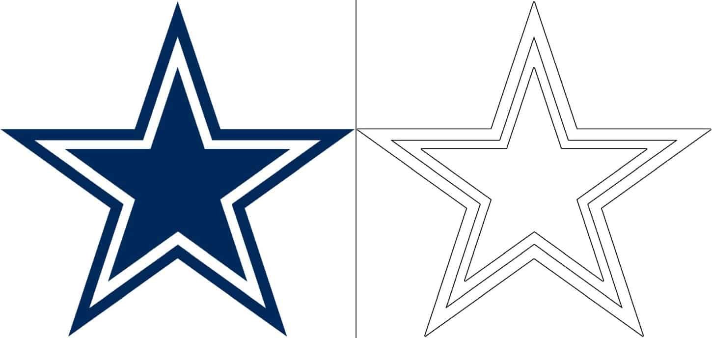 Dallas cowboys logo with a sample coloring page