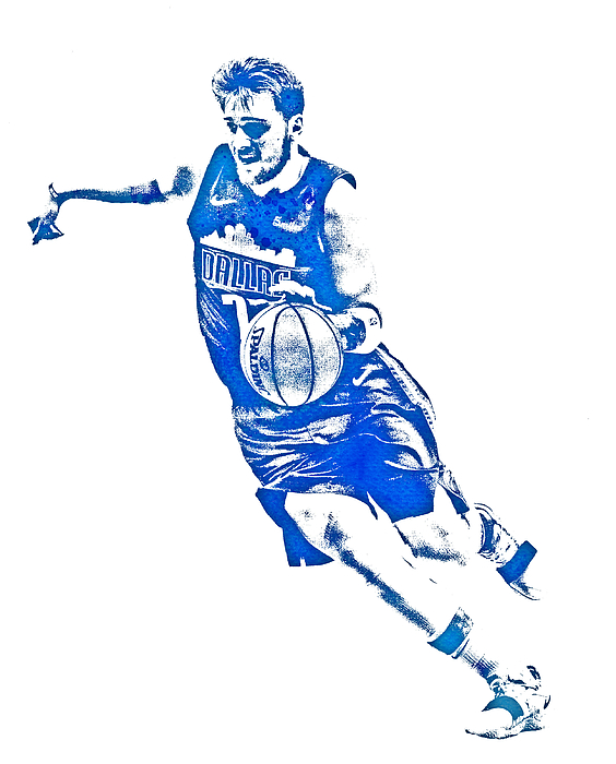Luka doncic dallas mavericks water color pixel art spiral notebook by joe hamilton