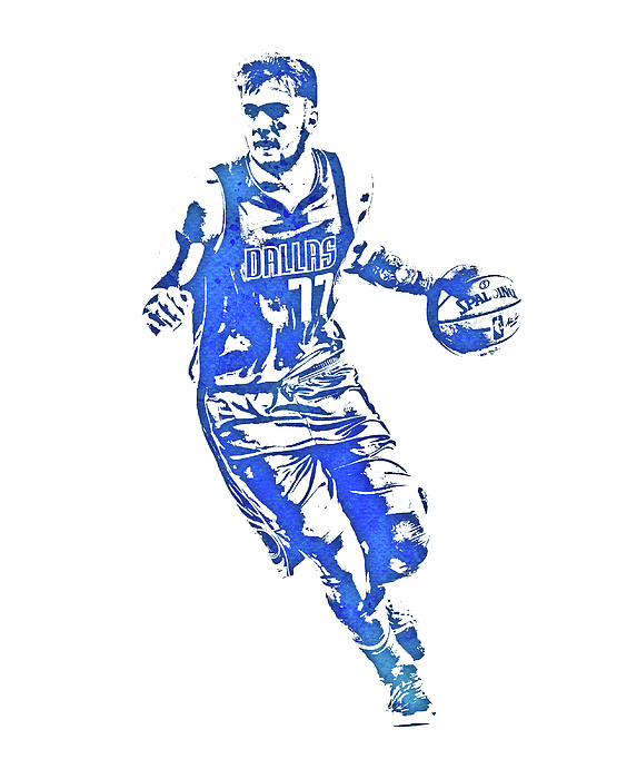 Luka doncic dallas mavericks water color pixel art spiral notebook by joe hamilton
